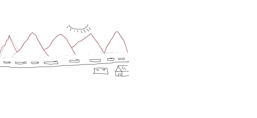 jalan raya dan pegunungan